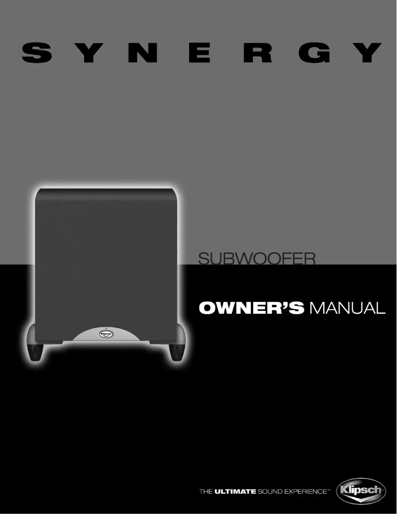 Page 1 of the manual User Manual Klipsch SUB-10