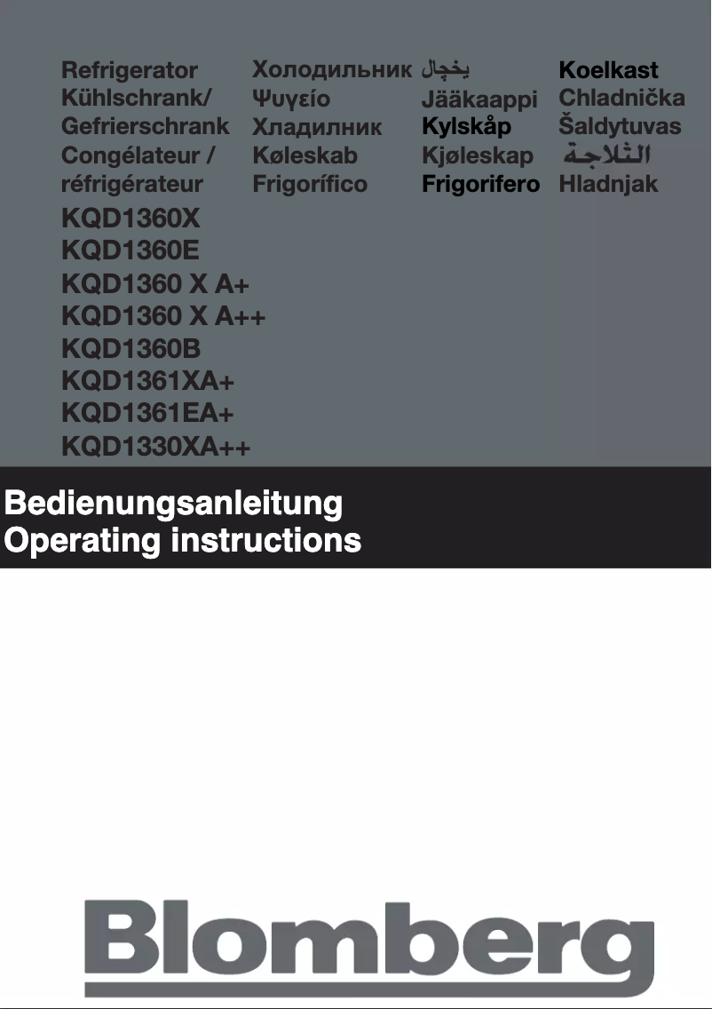 First page image of the manual for KQD 1330 X A++