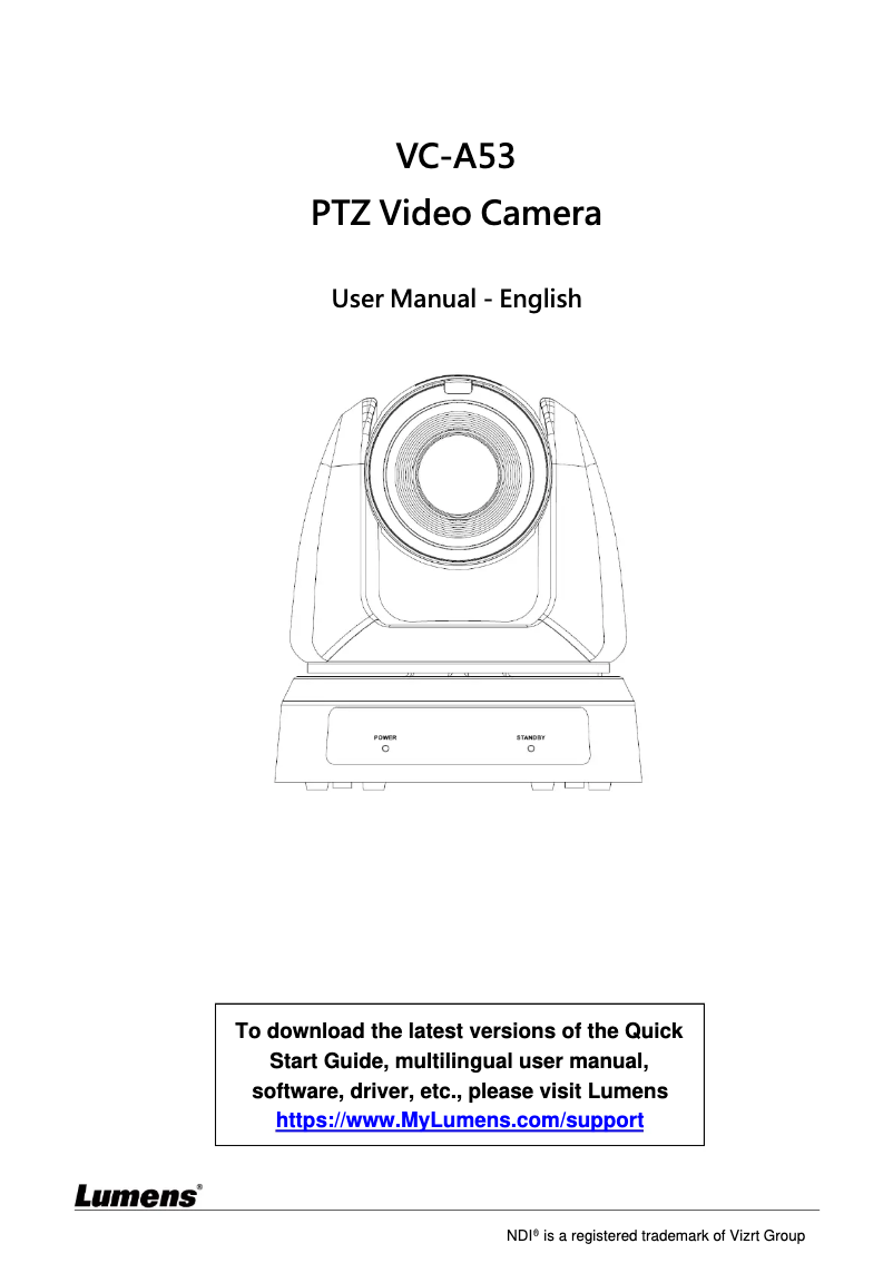 First page image of the manual for VC-A53