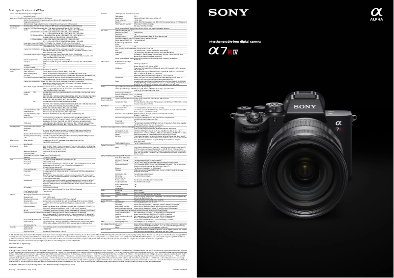 First page image of the manual for Alpha a7R IV
