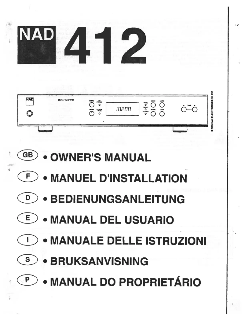 First page image of the manual for 412