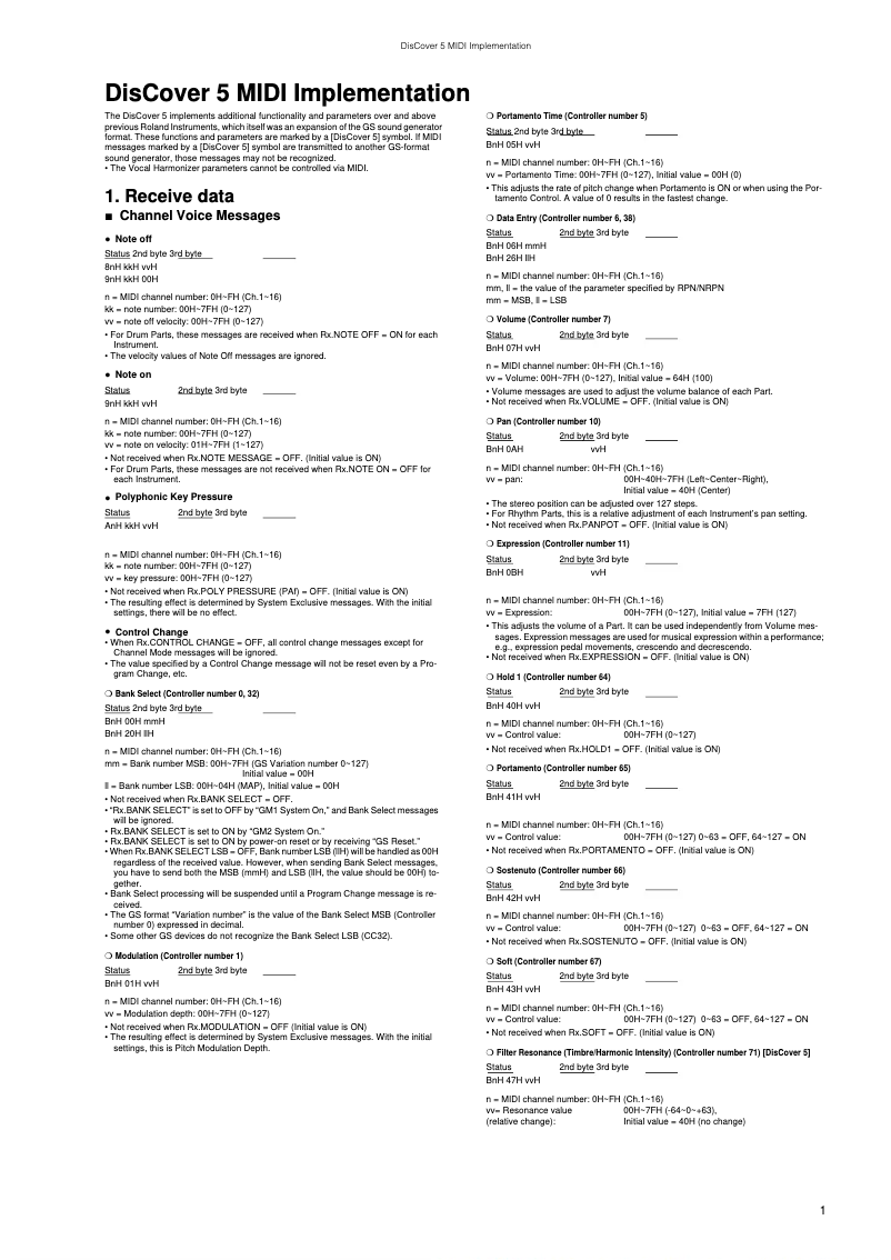 Page 1 of the manual User Manual Roland DisCover 5
