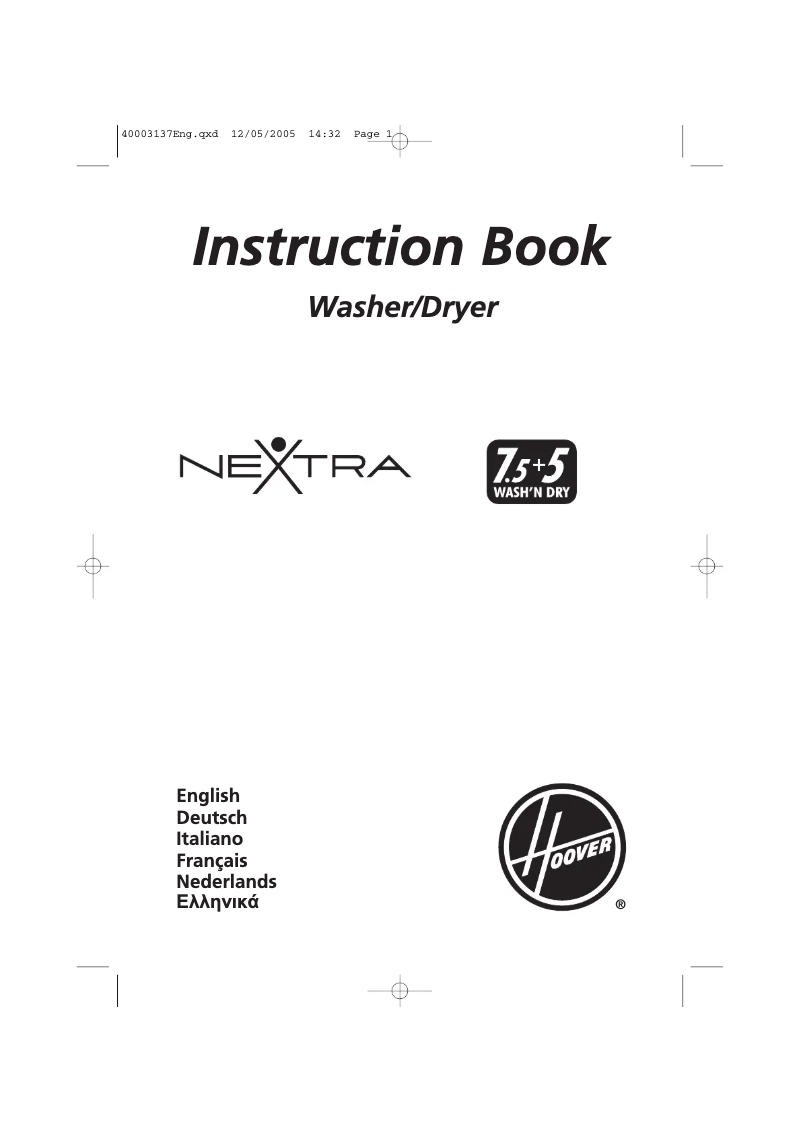 First page image of the manual for HNWF 6167-84M