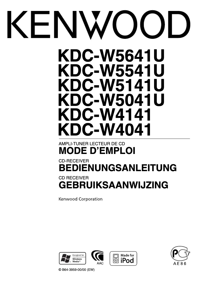 Page 1 of the manual User Manual Kenwood KDC-W4041