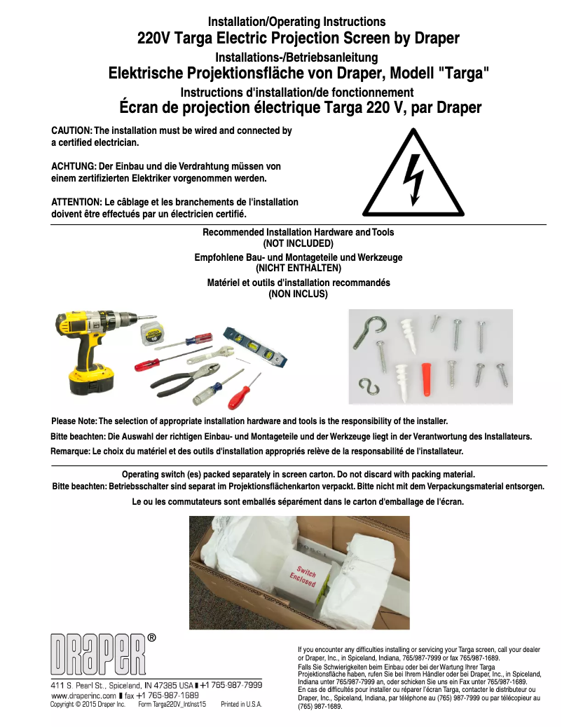 First page image of the manual for Targa