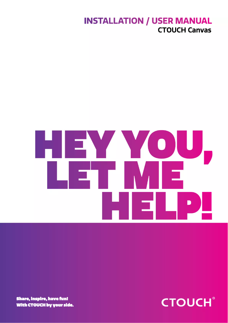 Page 1 of the manual User Manual CTOUCH Canvas