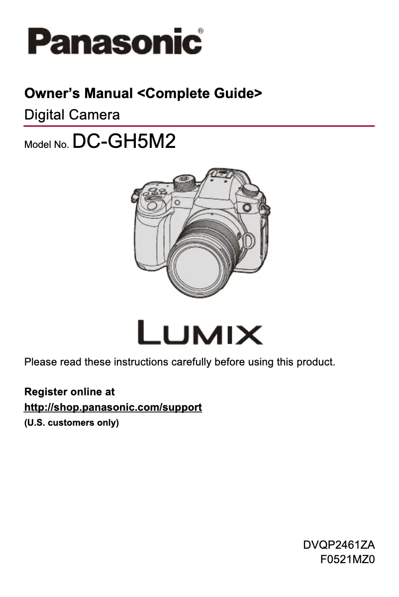 First page image of the manual for Lumix DC-GH5II