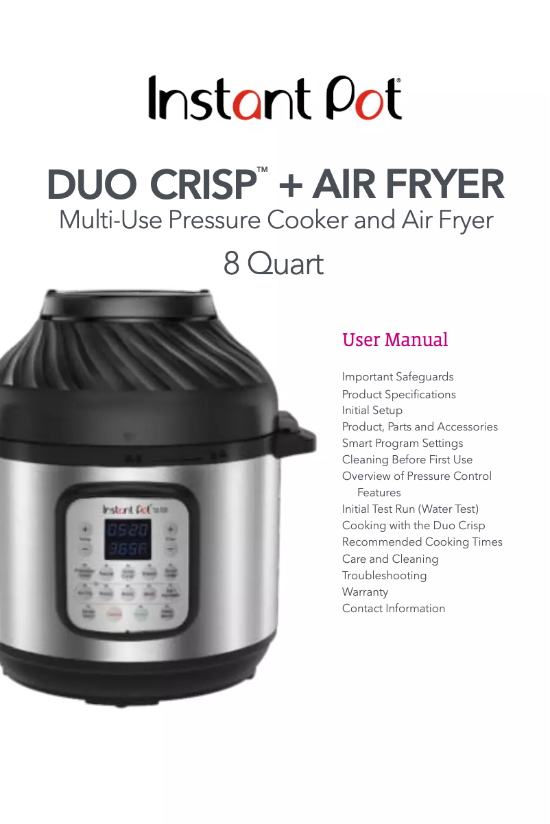 Page 1 of the manual User Manual Instant Pot Duo Crisp