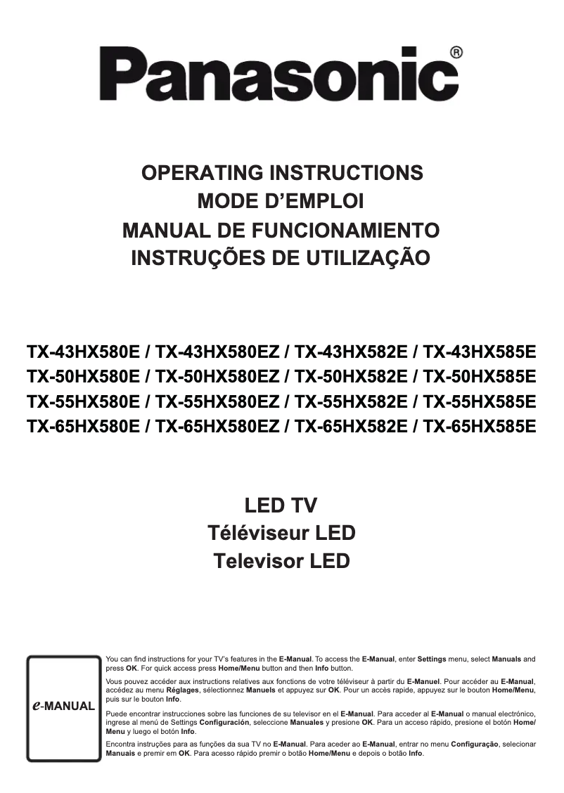 First page image of the manual for TX-55HX582E