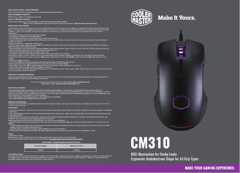 Page 1 of the manual User Manual Cooler Master CM310