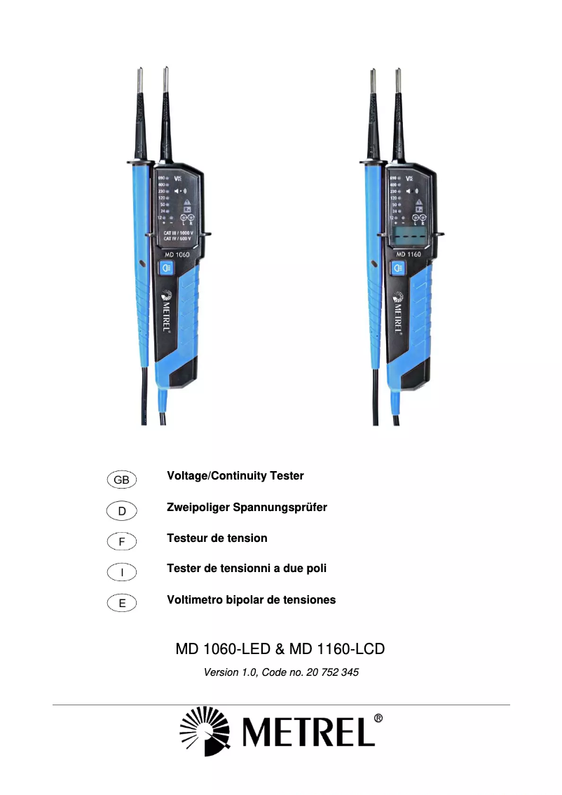 Page 1 of the manual User Manual Metrel MD 1060