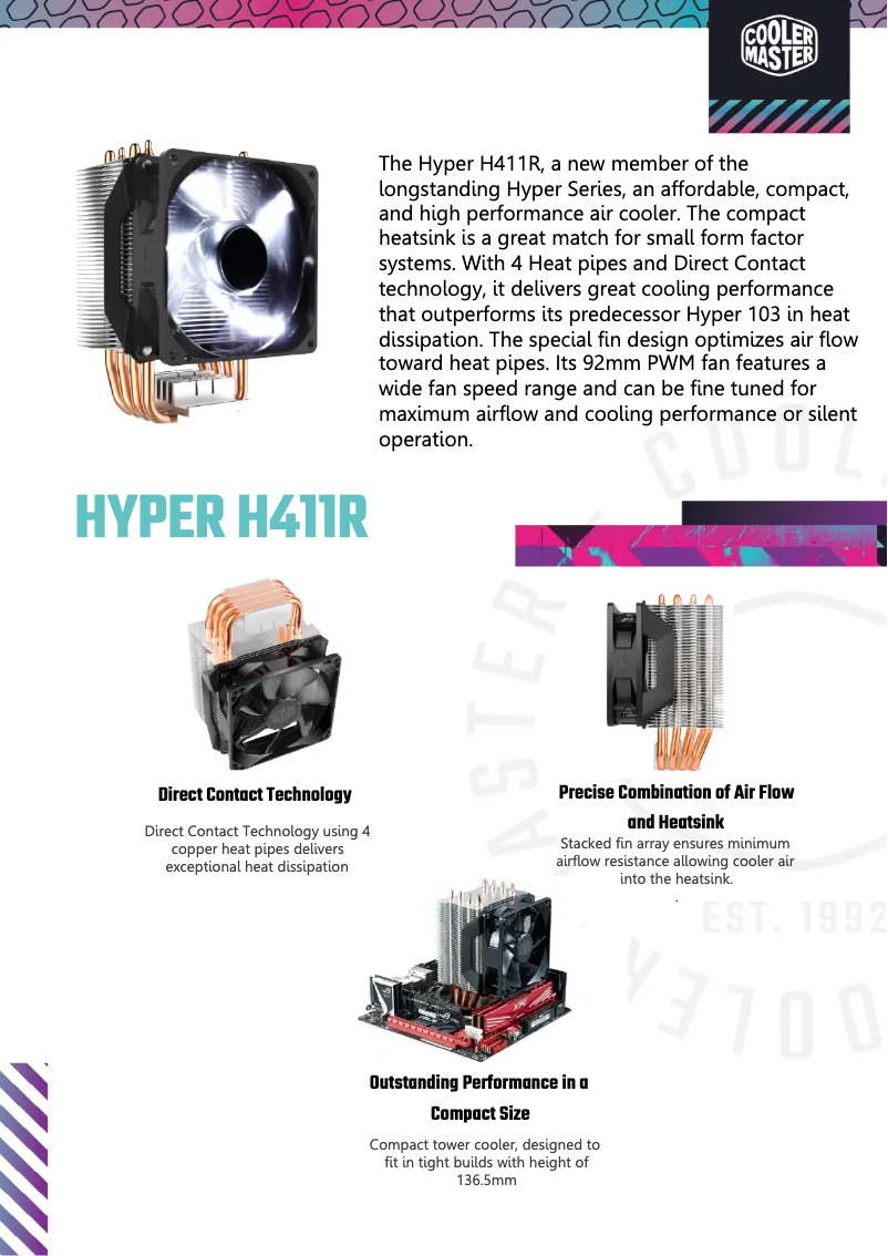 Page 1 of the manual Technical Sheet Cooler Master Hyper H411R