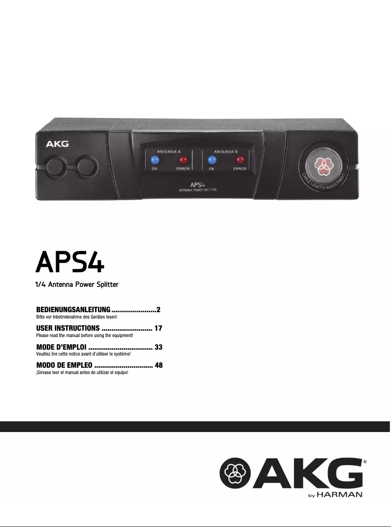 First page image of the manual for APS4
