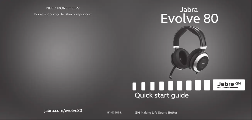 Page 1 of the manual Quick Start Guide Jabra Evolve 80