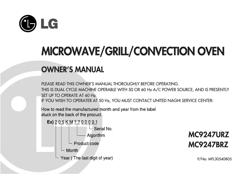 First page image of the manual for MC9247BRZ