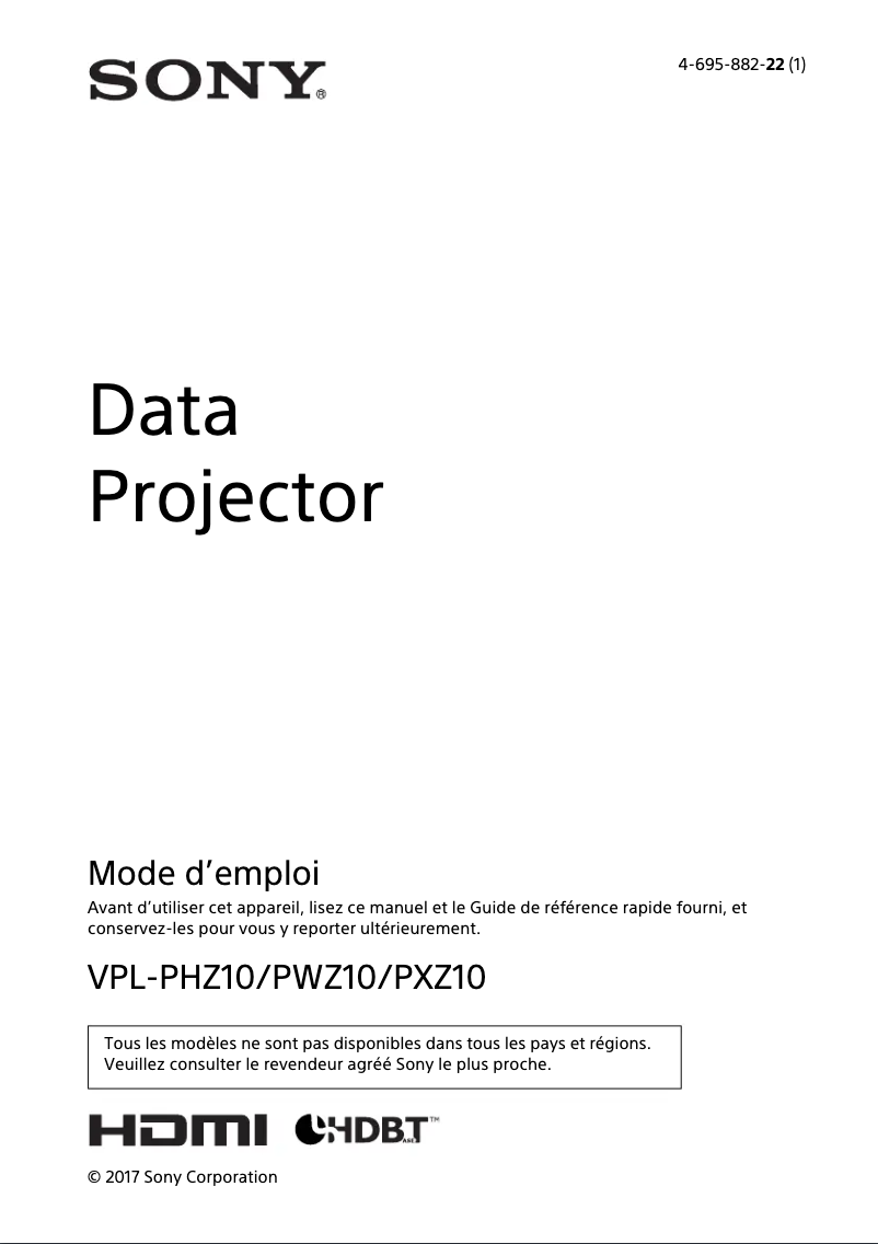 Page 1 of the manual User Manual Sony VPL-PXZ10