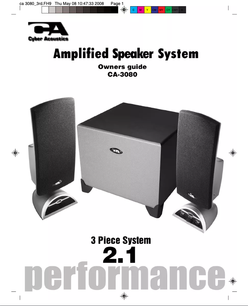 Page 1 of the manual User Manual Cyber Acoustics CA-3080