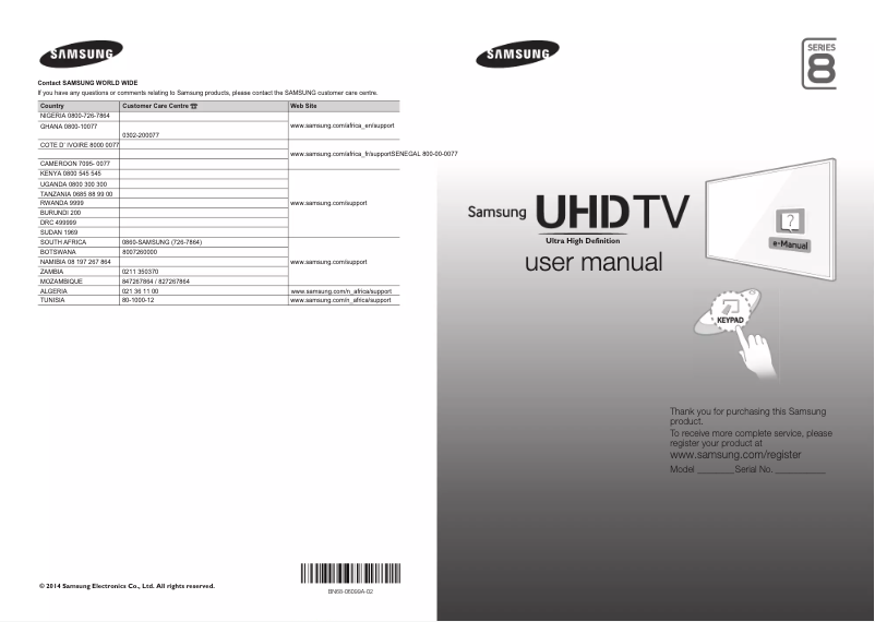 Page 1 of the manual User Manual Samsung UA48HU8500L