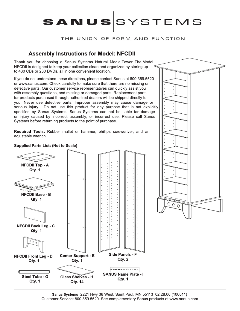 Page 1 of the manual User Manual Sanus NFCDII