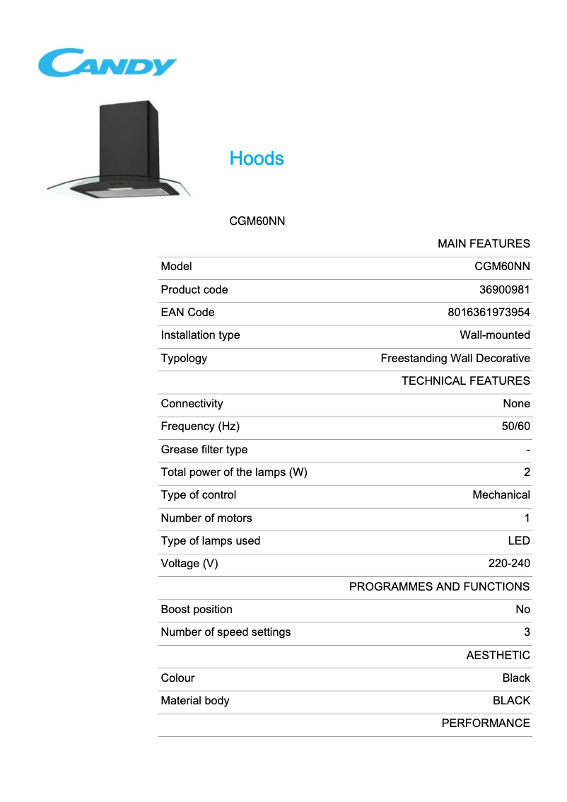 First page image of the manual for CGM60NN