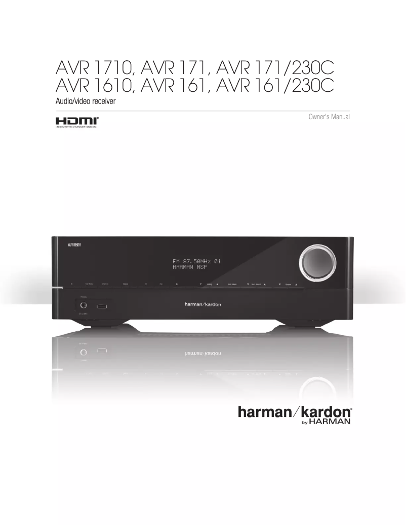 Page 1 of the manual User Manual Harman Kardon AVR 1710