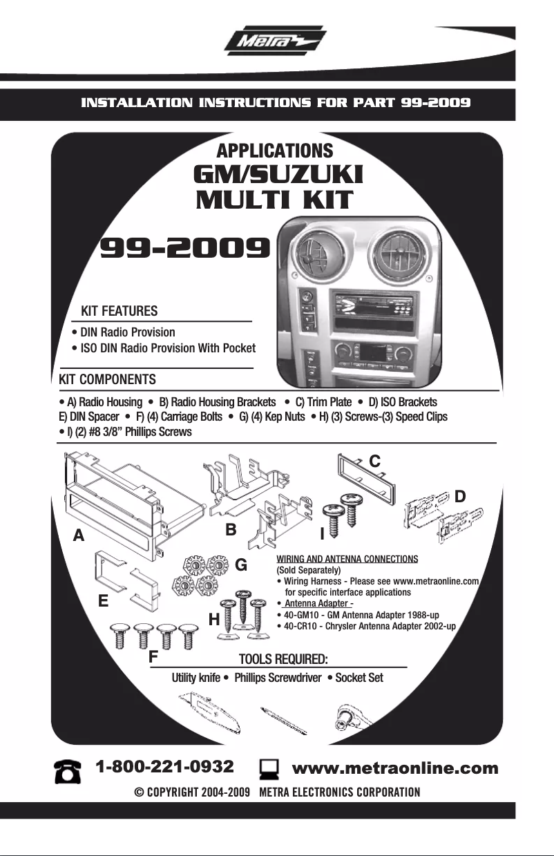 Page 1 de la notice Guide d'installation Metra 99-2009