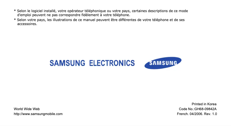 Page 1 of the manual User Manual Samsung SGH-E780