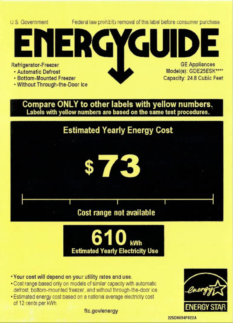 First page image of the manual for GDE25ESKSS