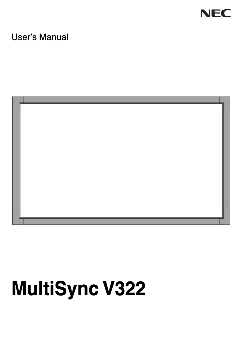 First page image of the manual for MultiSync V322