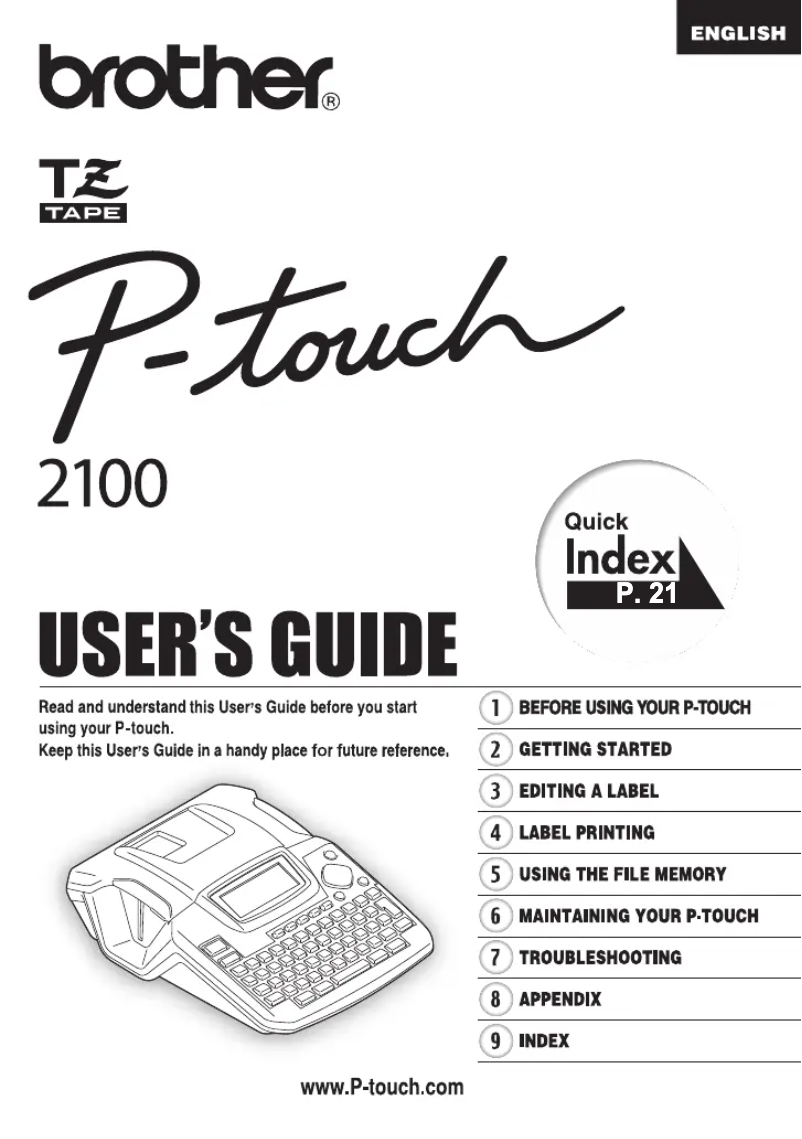 First page image of the manual for P-Touch 2100