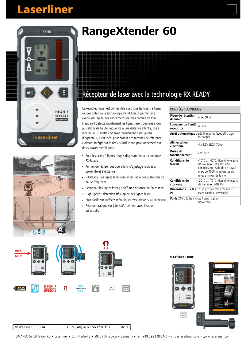 First page image of the manual for RangeXtender 60