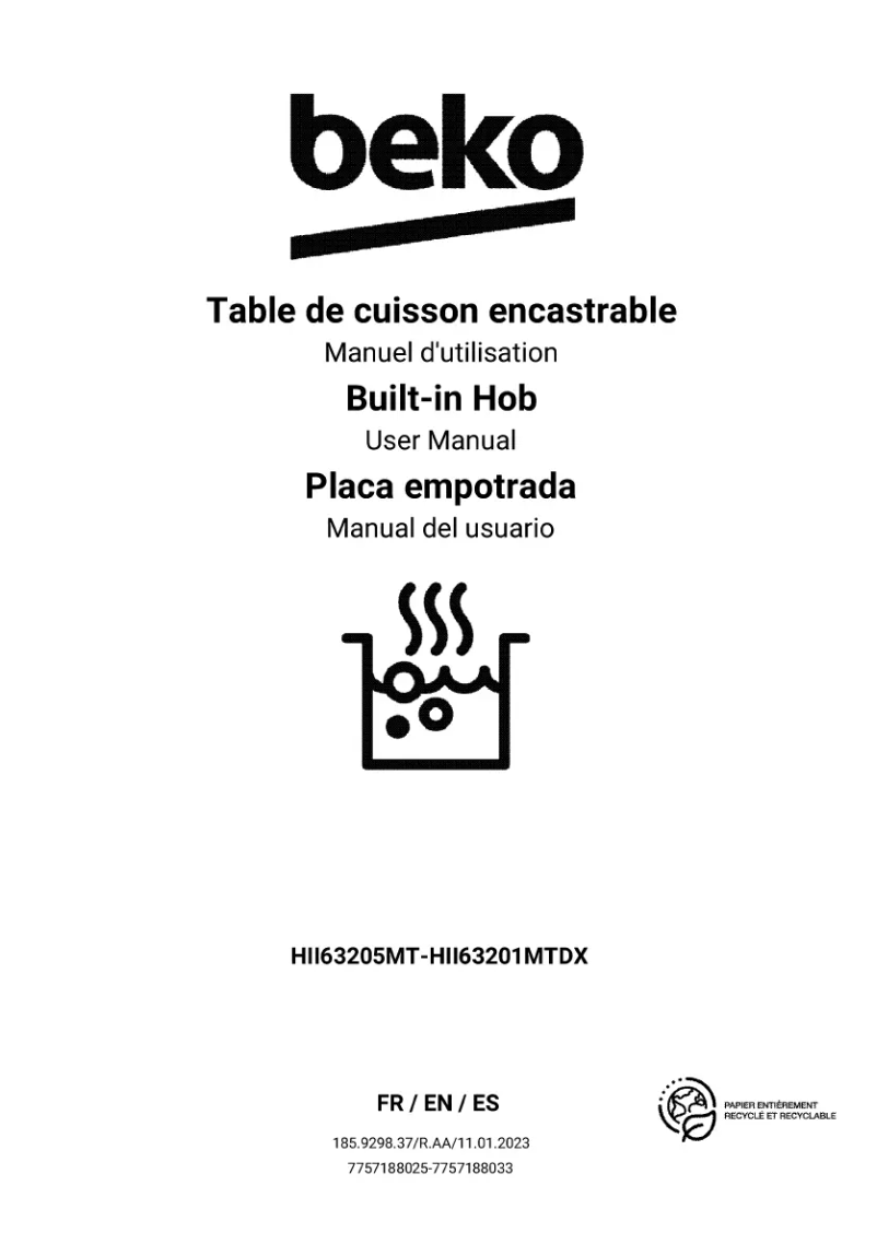 First page image of the manual for HII63205MT