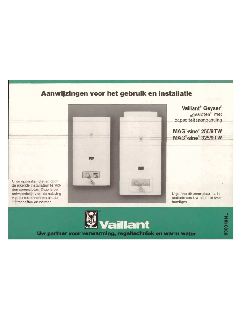 Page 1 of the manual User Manual Vaillant MAG-sine 325/9 TW