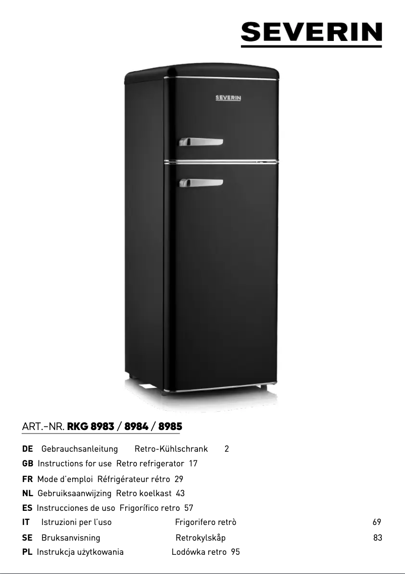 Page 1 of the manual User Manual Severin RKG 8983