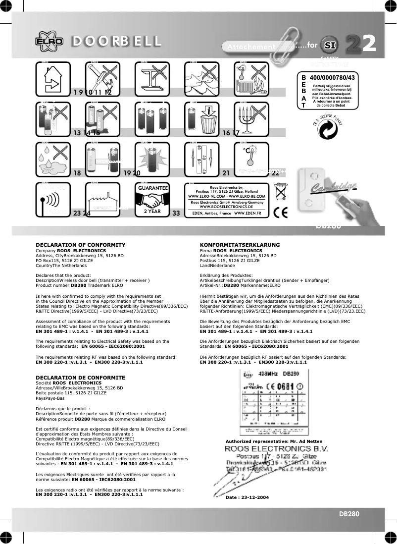 Page 1 of the manual User Manual Elro DB280