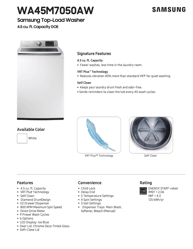 First page image of the manual for WA45M7050A