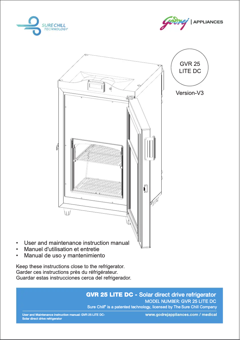 Page 1 of the manual User Manual Godrej GVR 25 LITE DC