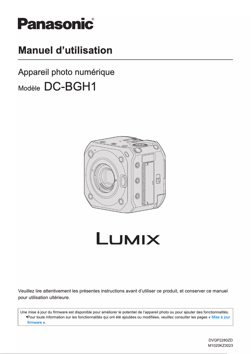 Page 1 of the manual User Manual Panasonic Lumix DC-BGH1