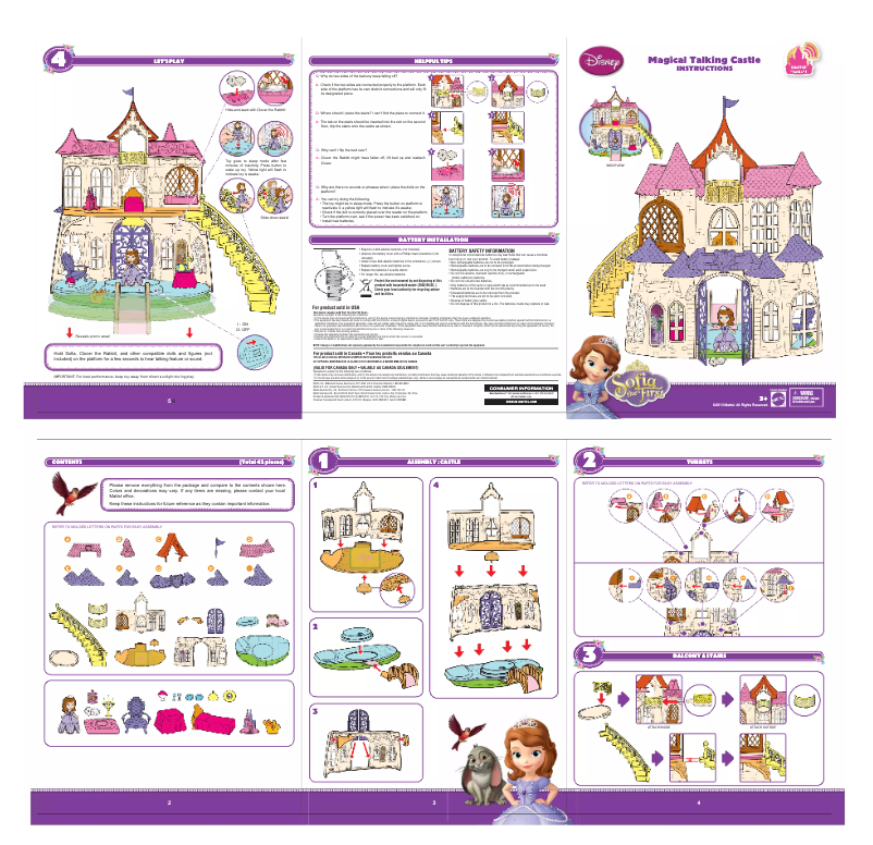 Page 1 of the manual User Manual Mattel Sofia the First Magical Talking Castle