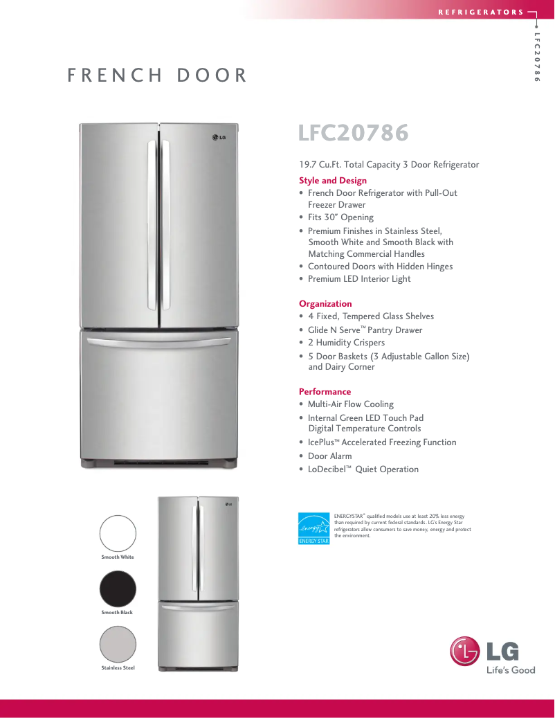 Page 1 of the manual Technical Sheet LG LFC20786SB