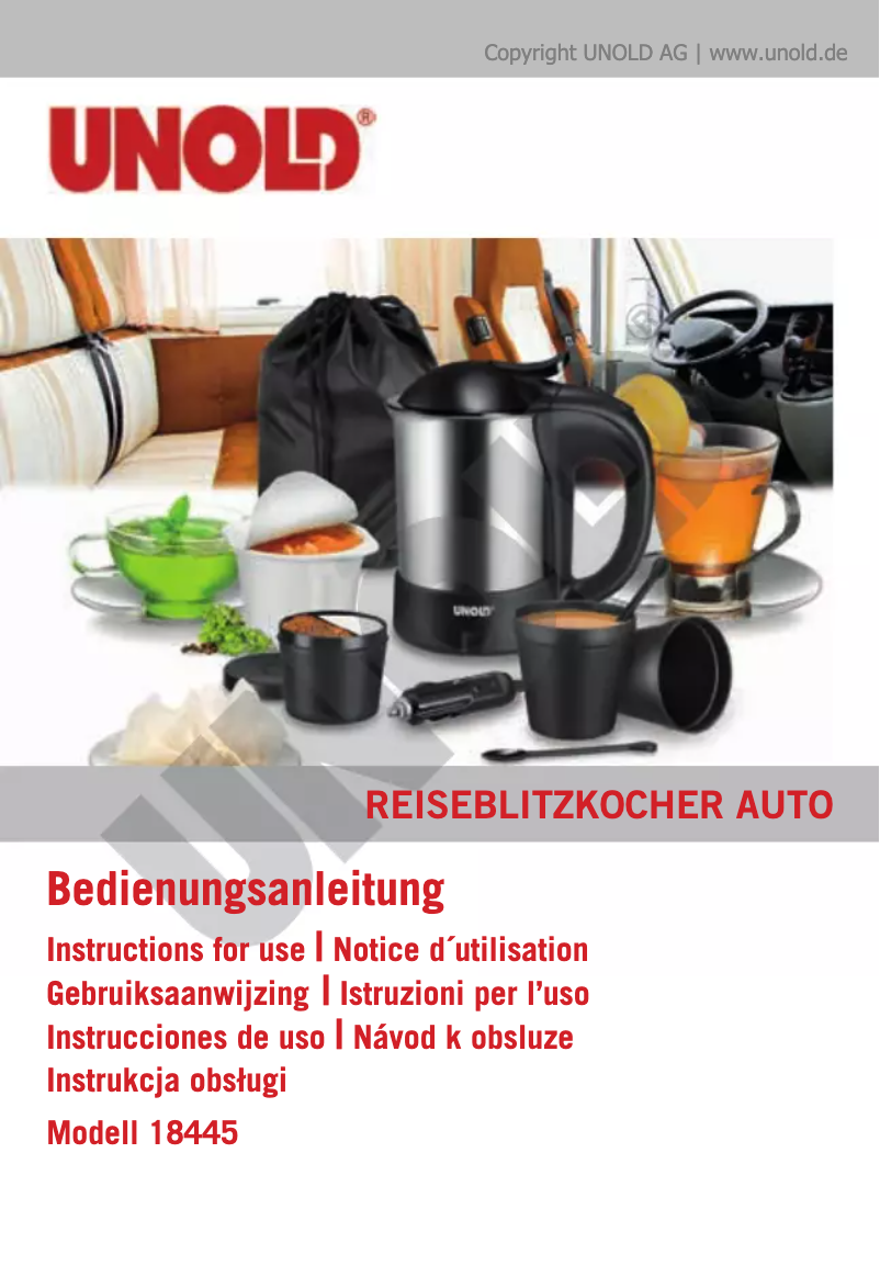 Page 1 of the manual User Manual Unold Auto 18445