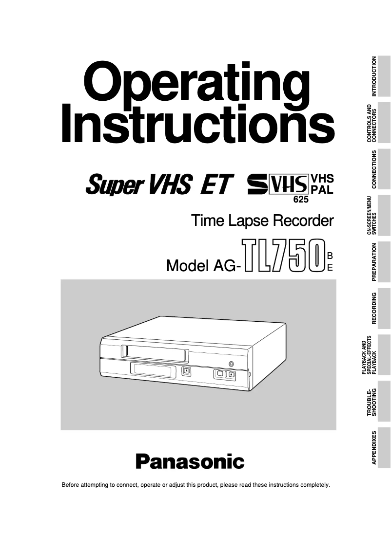 Page 1 of the manual User Manual Panasonic AG-TL750