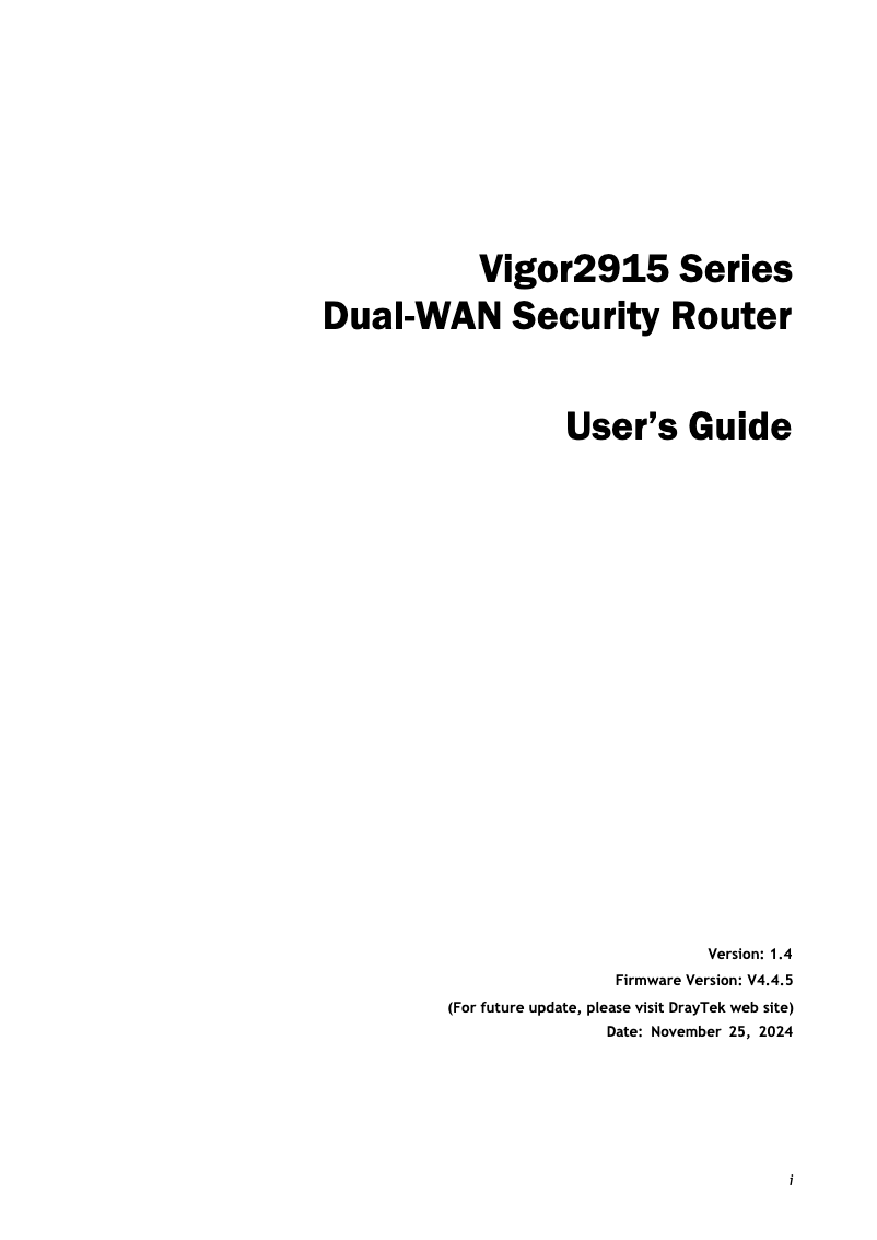 First page image of the manual for Vigor 2915