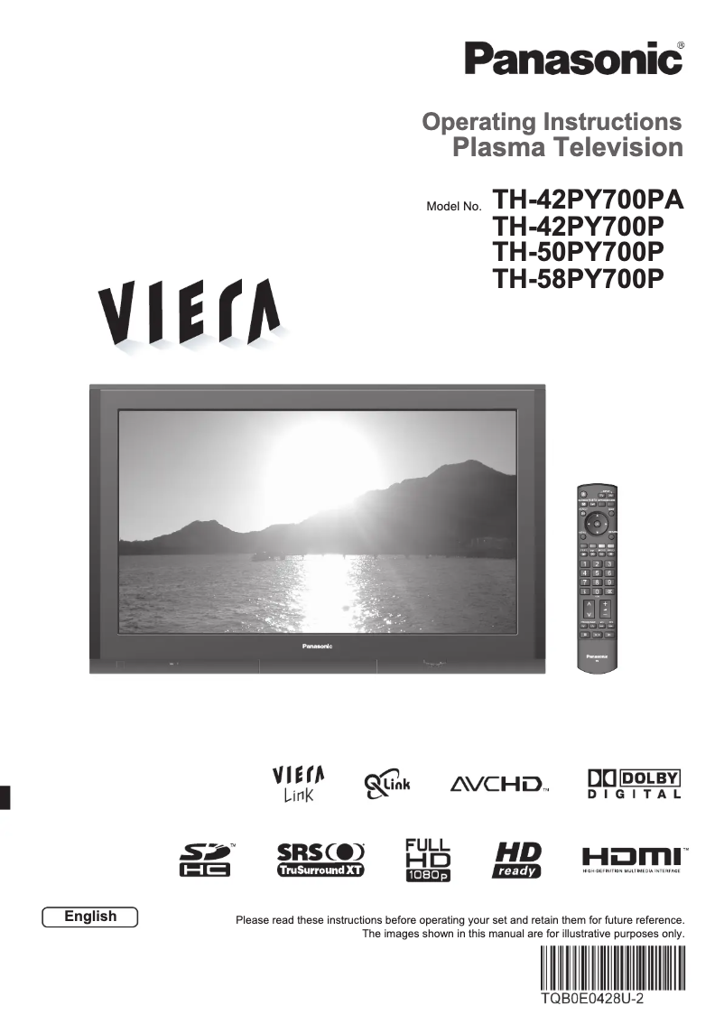 First page image of the manual for TH-42PY700P