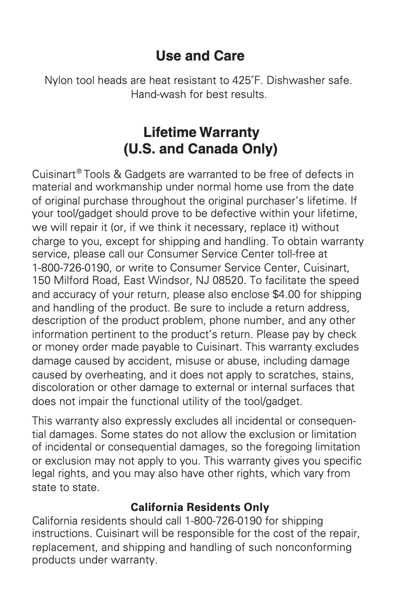 Page 1 of the manual User Manual Cuisinart CTG-15-LD