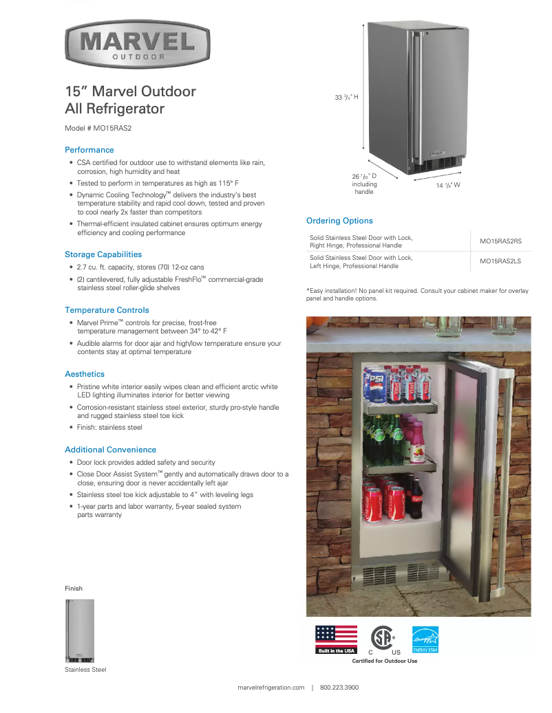 First page image of the manual for Outdoor MO15RA2L