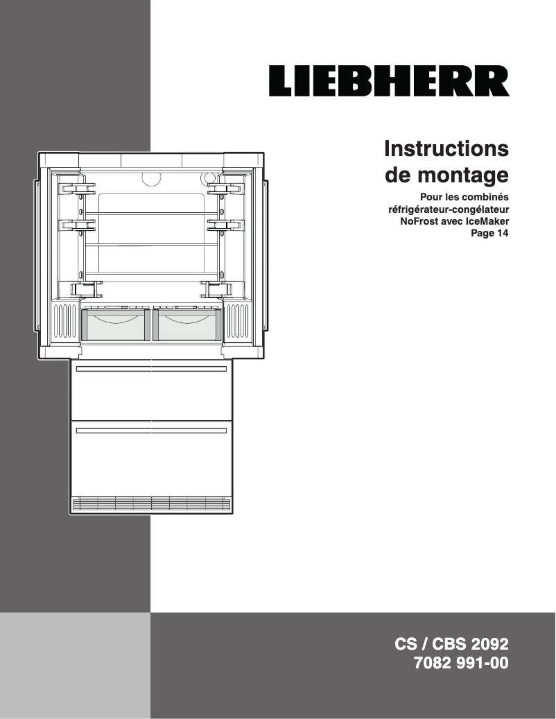 Page 1 of the manual Installation Guide Liebherr Cnes 6256
