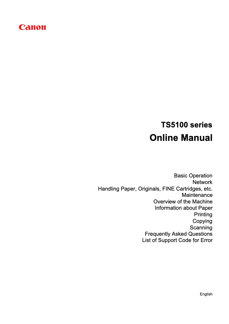 Page 1 of the manual User Manual Canon PIXMA TS5110