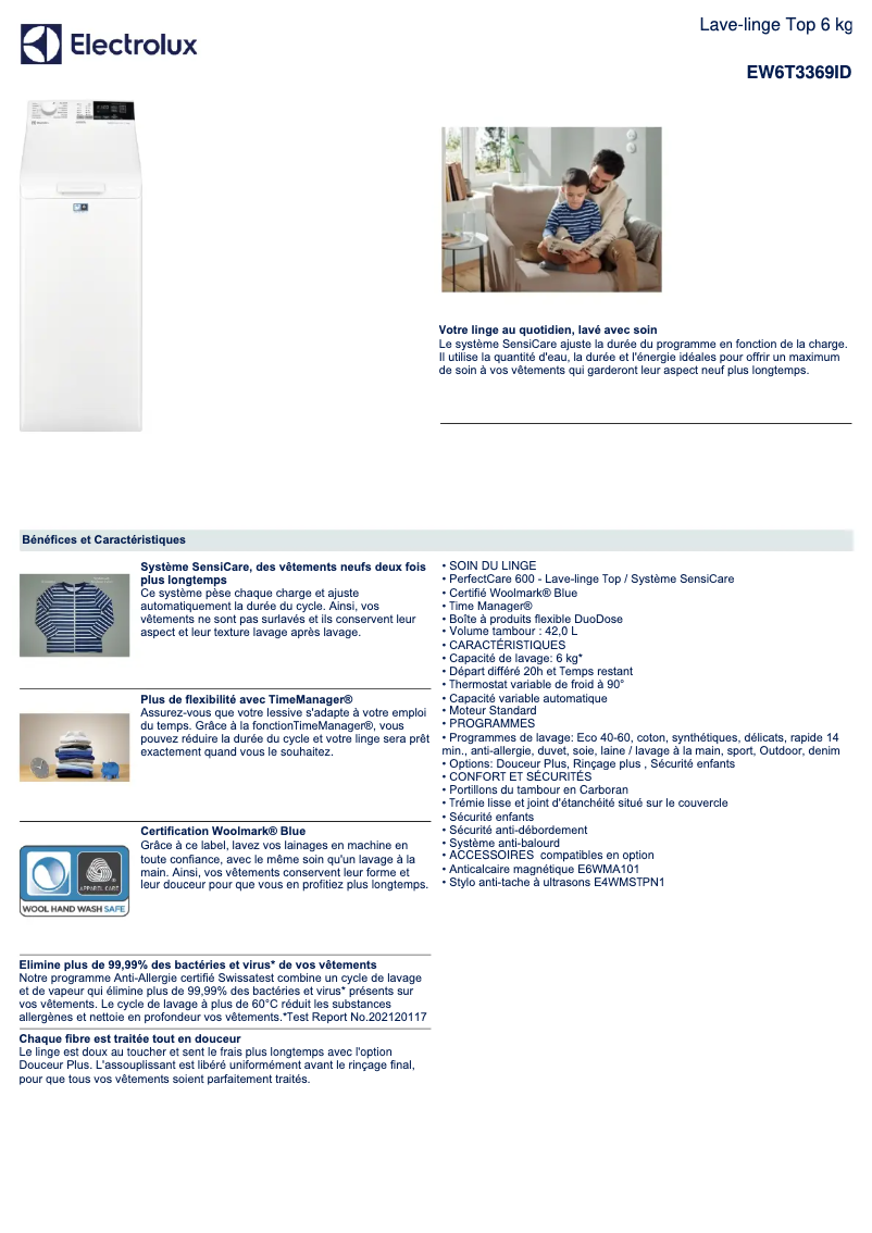 First page image of the manual for EW6T3369ID