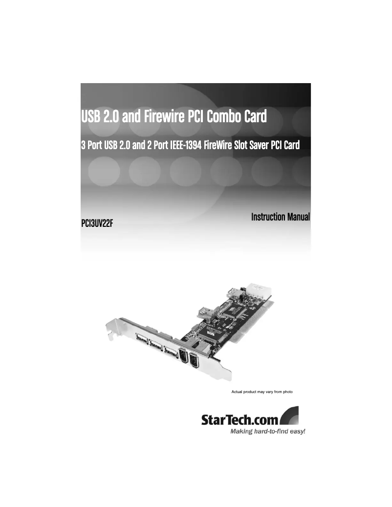 First page image of the manual for PCI3UV22F
